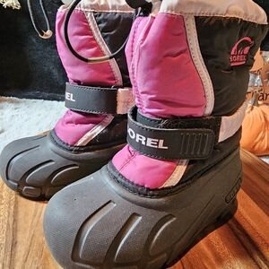 Sorel Flurry TP Insulated Winter Snow Boots Girls Kids Size USA 11 Rose Pink